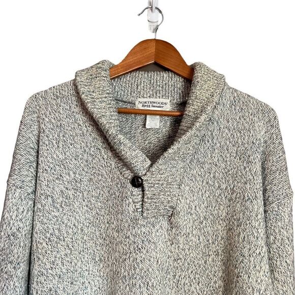 Northwoods Ragg Wool Blend Sweater | Grey Knit Pullover Classic Warm Style - Picture 2 of 11